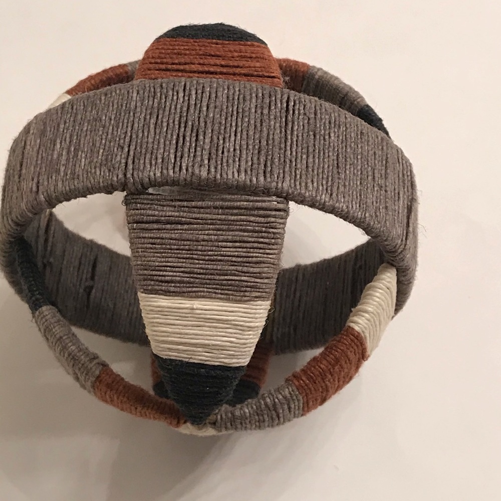 DECORATIVE BALL STRINGED WRAPPED B/W BROWN & GRAY BOLD CONTEMPORARY DESI…